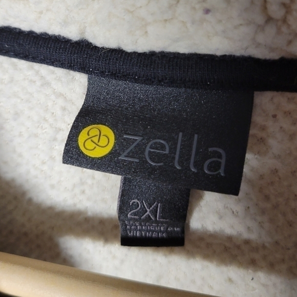 Zella 2x sherpa half zip cream sweater pocketed elastic wrist teddy jacket - Picture 5 of 6